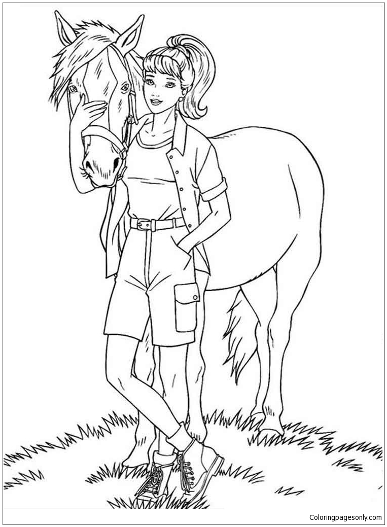 Girl and Horse Coloring Pages - Horse Coloring Pages - Coloring Pages