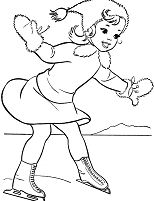Girl are playing rollerblading in the winter Coloring Page