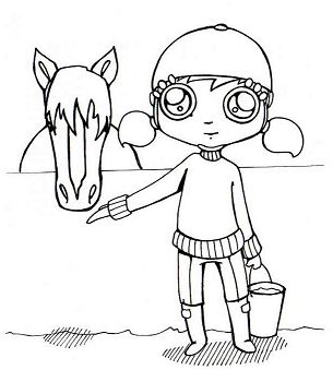 Girl Care Horse Coloring Page