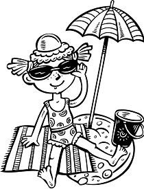 Girl Child Sunbathing Coloring Page