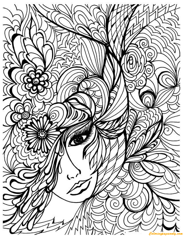 Desenho à mão de uma flor - Flores e vegetação - Coloring Pages for Adults