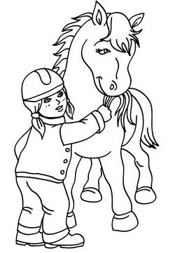 Girl Feeding A Horse Coloring Page