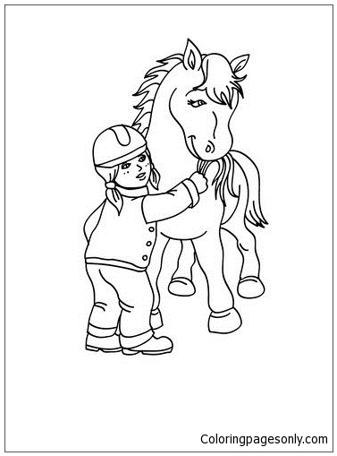 Girl Feeding A Horse Coloring Page