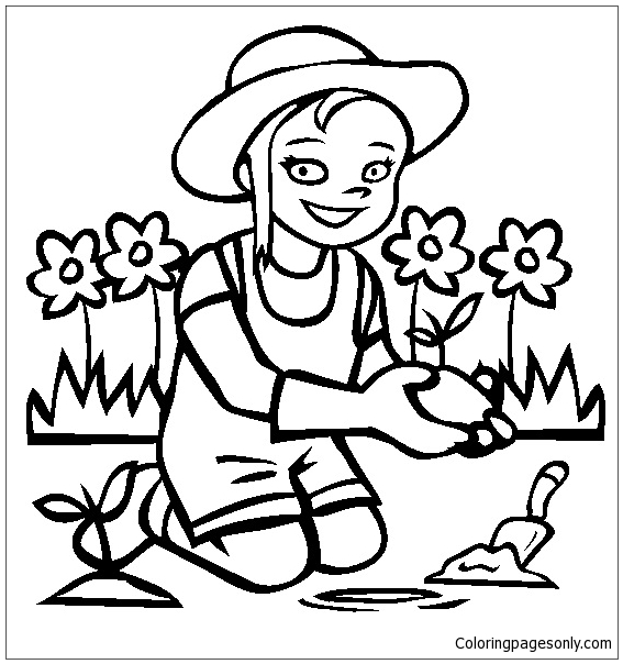 Девушка, занимающаяся садоводством из Садов