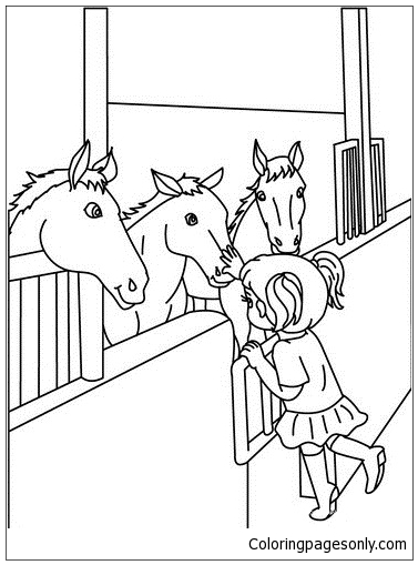 Girl Love Horses Coloring Pages