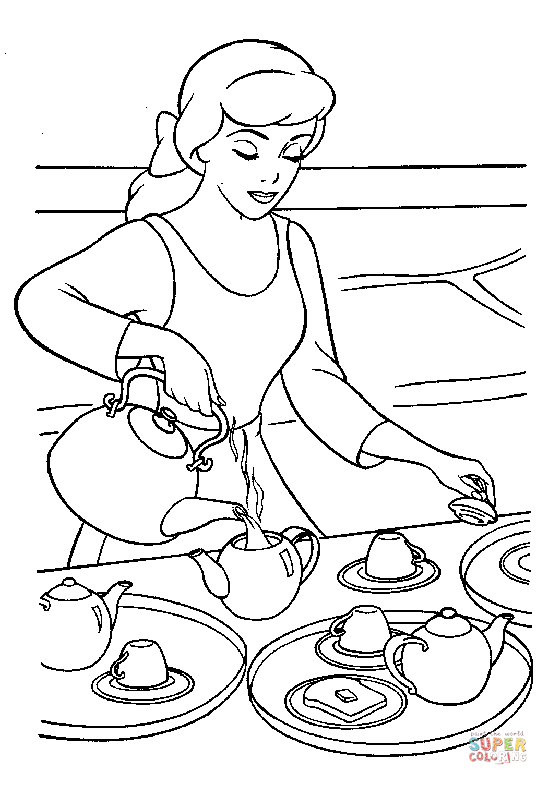 Making a Tea from Cinderella Coloring Page