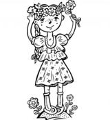 Girl Picking Flowers Coloring Page