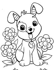 Girl Puppy Coloring Page