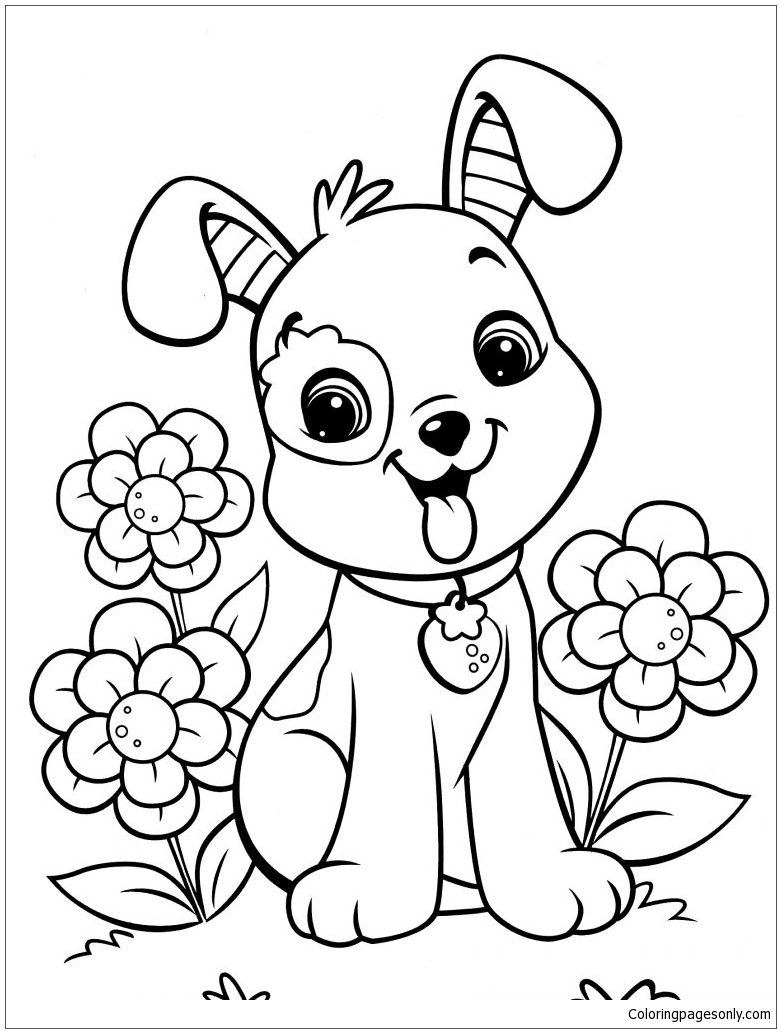 Girl Puppy Coloring Pages