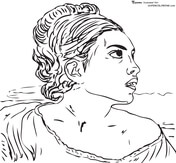 Girl Seated in a Cemetery by Eugene Delacroix Coloring Pages