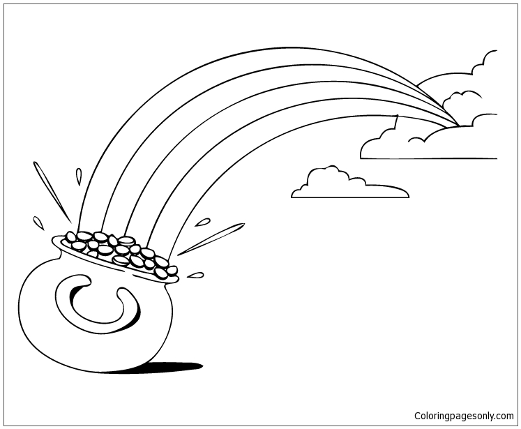 Золотой горшок и радуга с Днем Святого Патрика