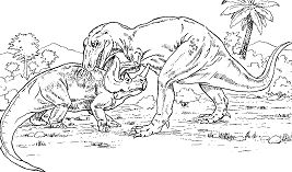 Gorgosaurus vs. Monoclonius From Dinosaurs Coloring Page