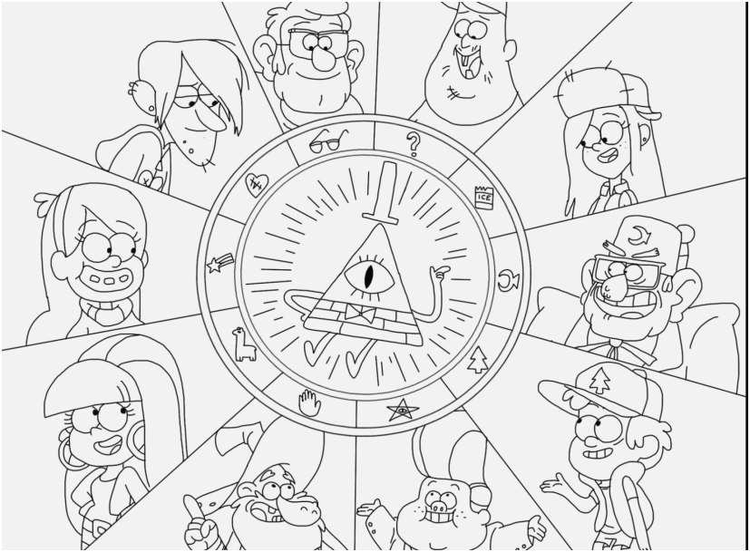 Characters from Gravity Falls Coloring Page