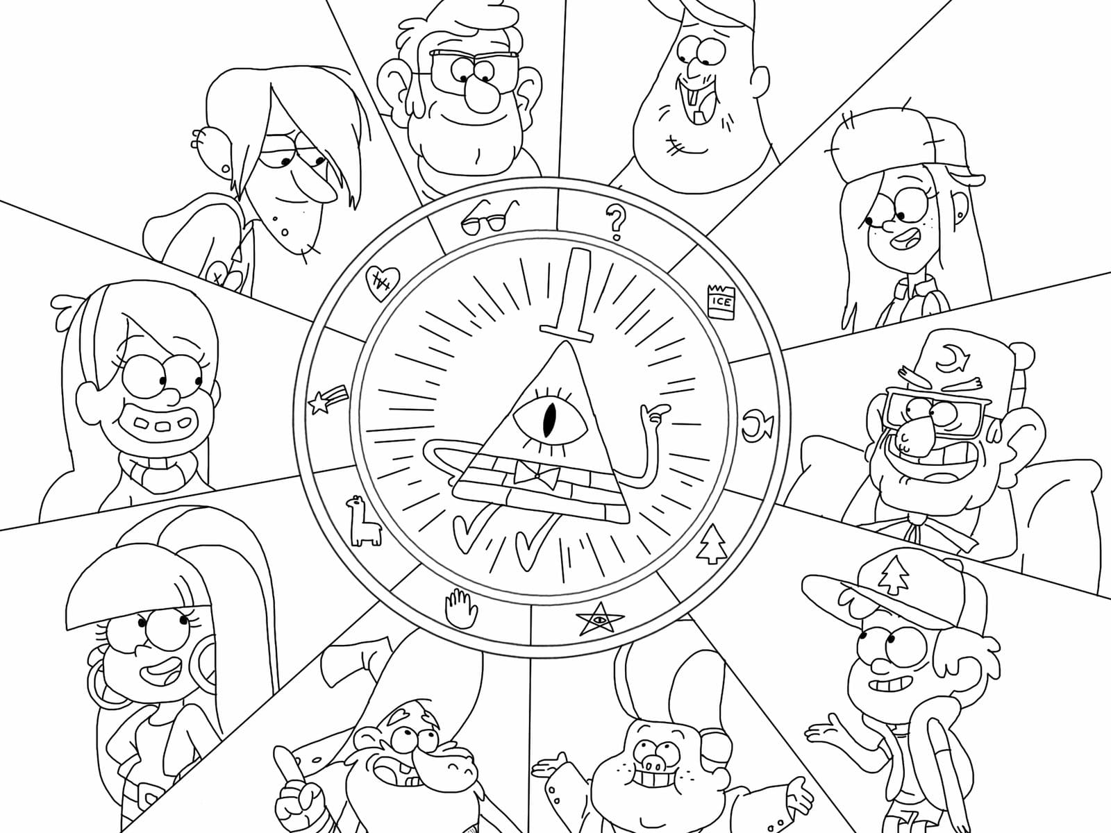 Gravity Falls Characters Coloring Page
