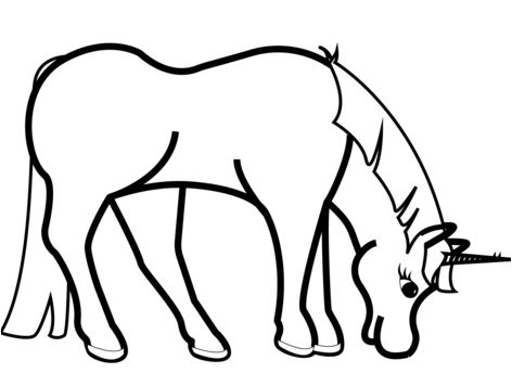 Grazing Unicorn Coloring Page