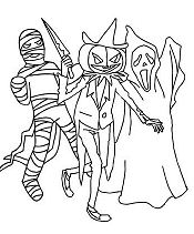 Group Of Creepy Monsters Coloring Pages