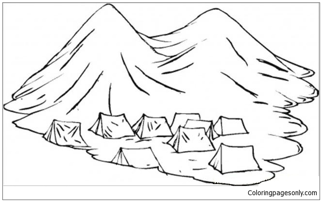 Группа палаток кочевников в горах с гор