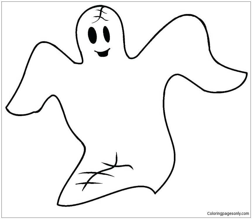 Ghost Pumpkin Happy Halloween Coloring Pages