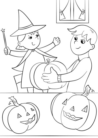 Pagina da colorare di preparazione di Halloween