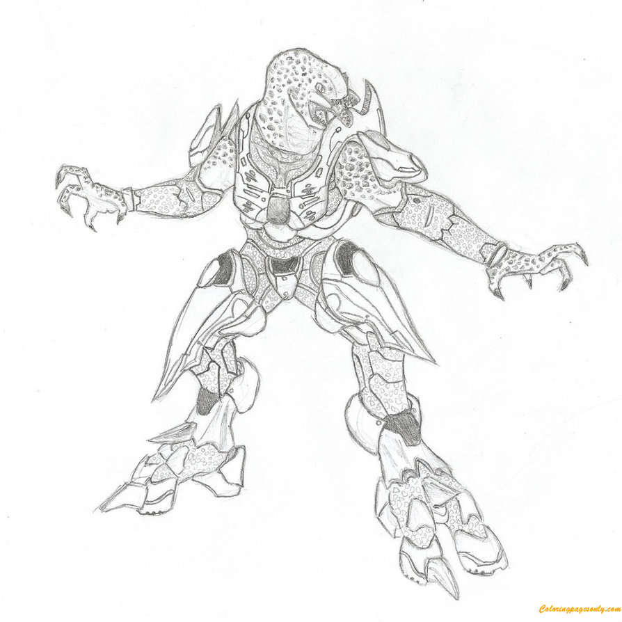 Halo 4 Elite Coloring Pages