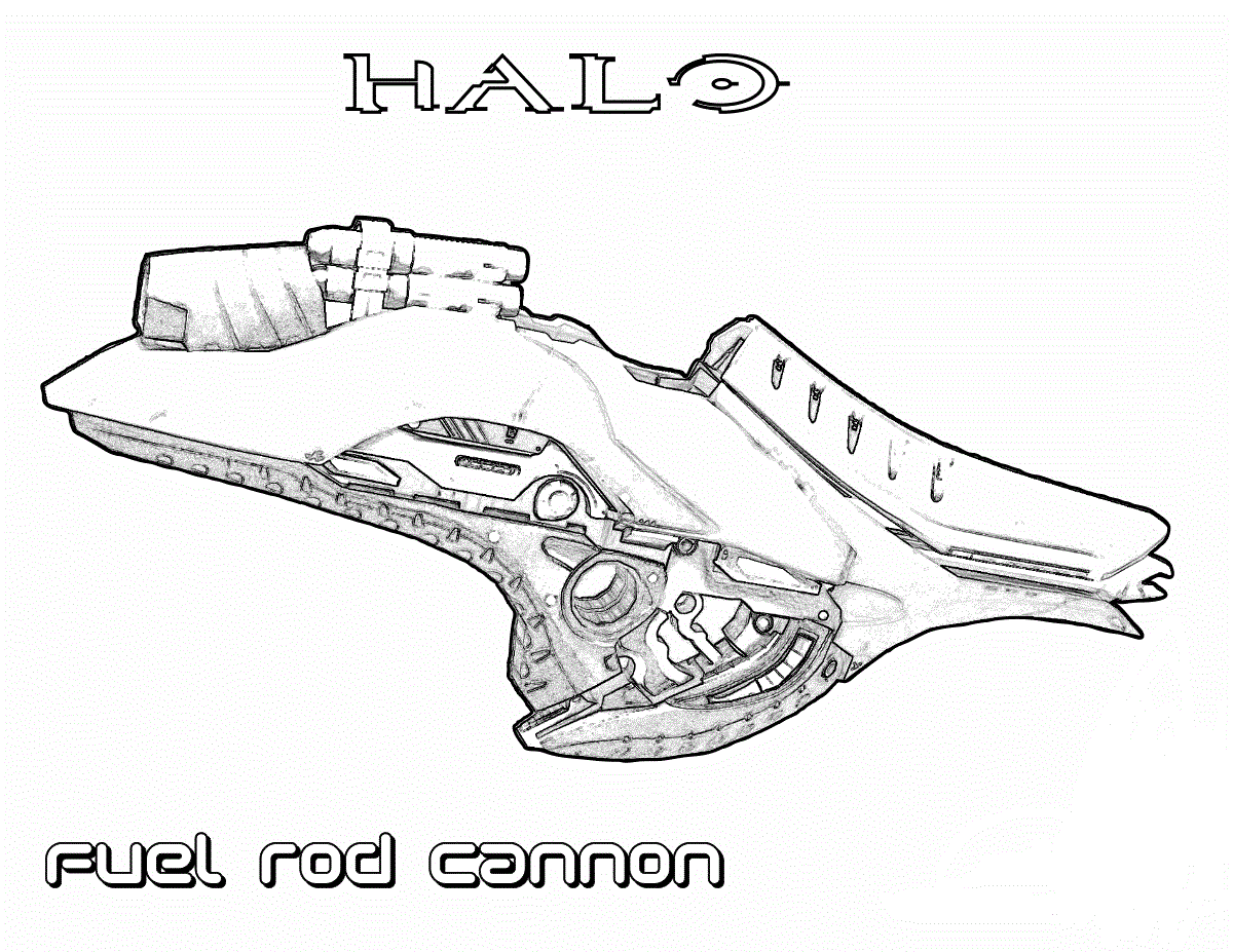 Pagina da colorare di cannone con asta di carburante Halo Weapon