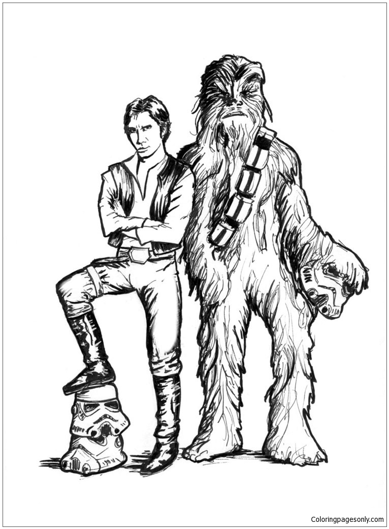 Han Solo and Chewbacca 3 Coloring Pages