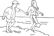Happiness Is When Man And Woman Are Walking Coloring Pages