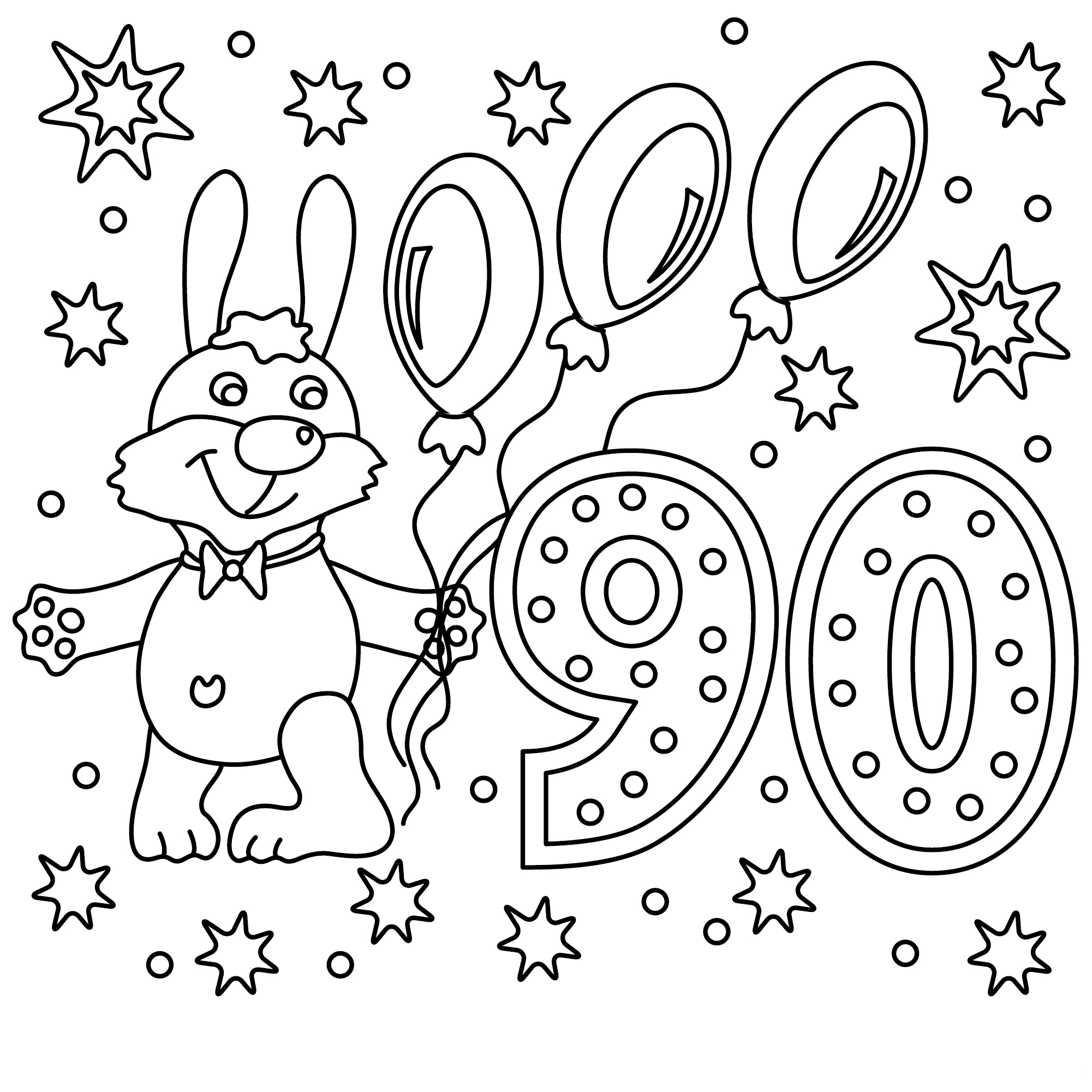 Happy 90th birthday Coloring Page