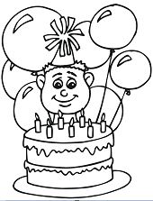 Desenho para colorir de balões de feliz aniversário