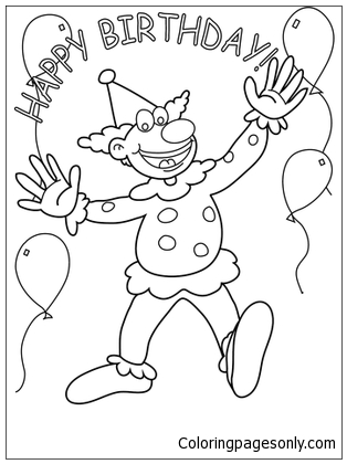 Happy Birthday Clown Coloring Pages