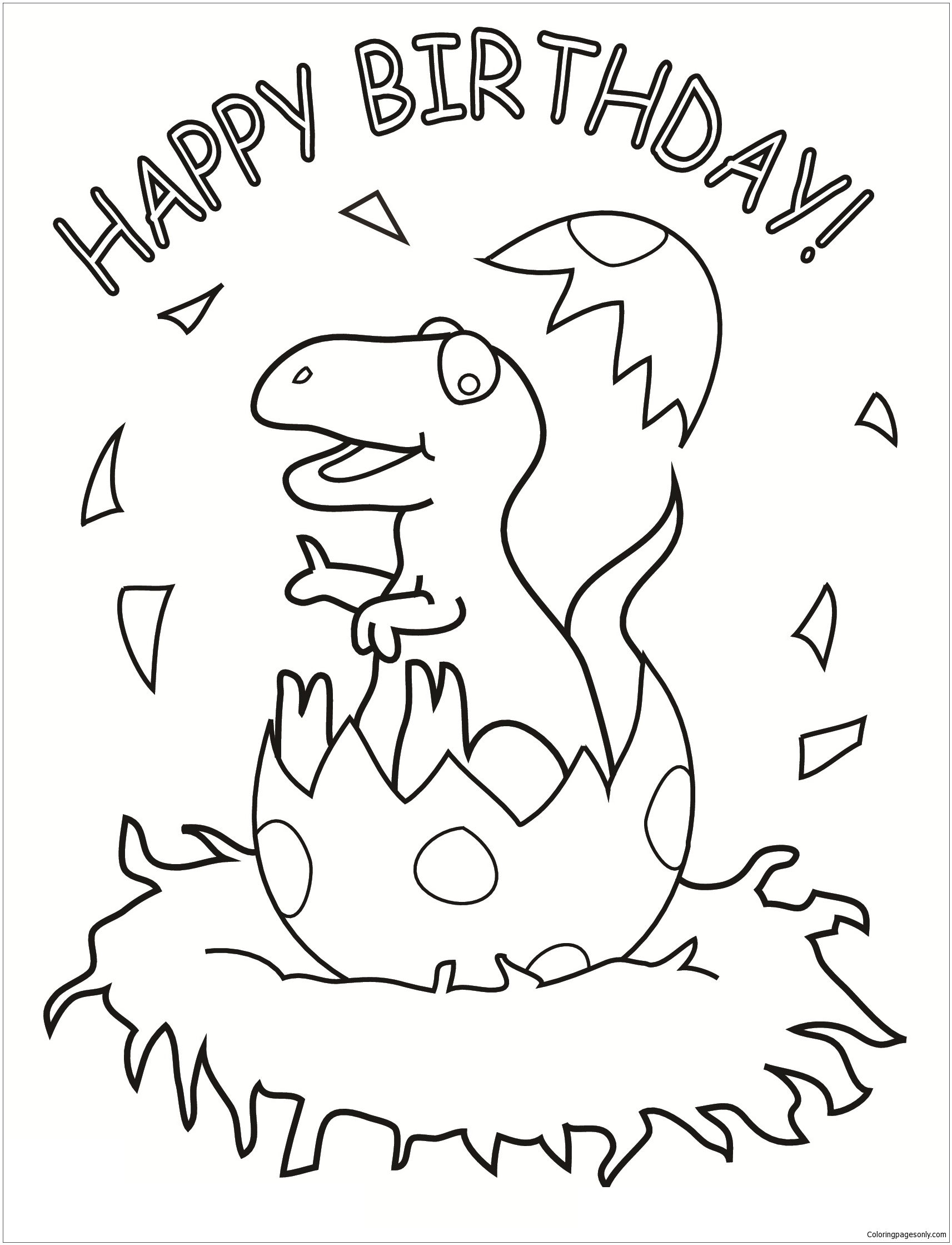 Happy Birthday Dinosaur Coloring Pages Happy Birthday Coloring Pages 