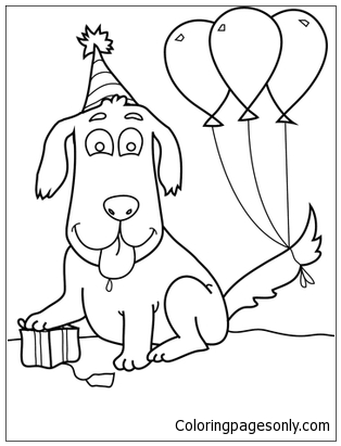 Happy Birthday Puppy Coloring Pages