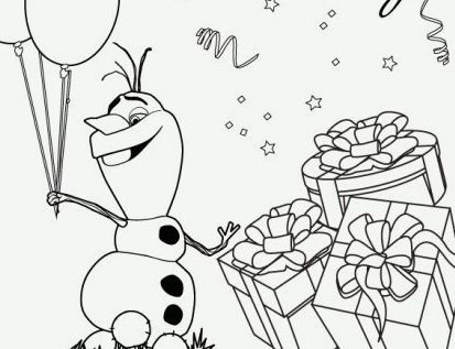 Happy Birthday Olaf 1 Coloring Page