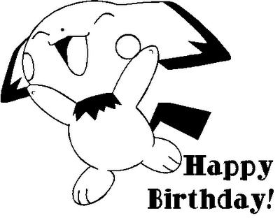 Happy Birthday Pichu Coloring Page