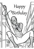 Happy Birthday Spiderman Coloring Page