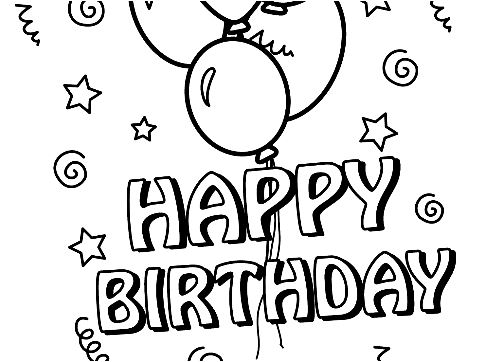 Happy Birthday With Balloons Coloring Page