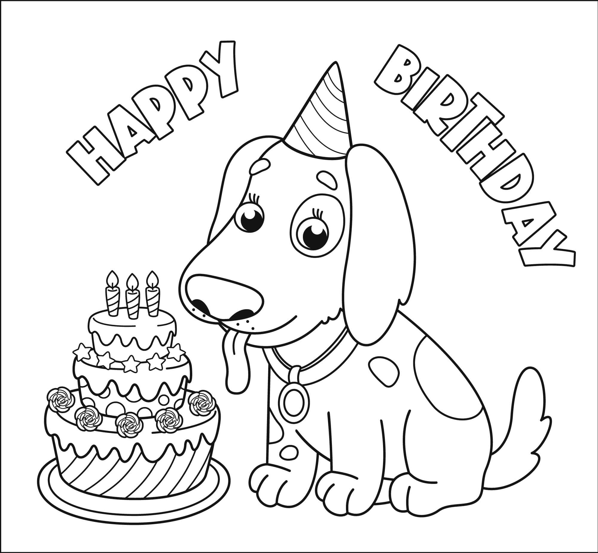 Birthday Dog Coloring Coloring Pages