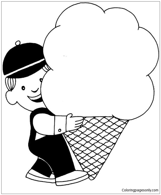 Niño feliz con helado de postres
