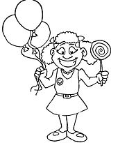 Happy Girl with Lollipop Coloring Page