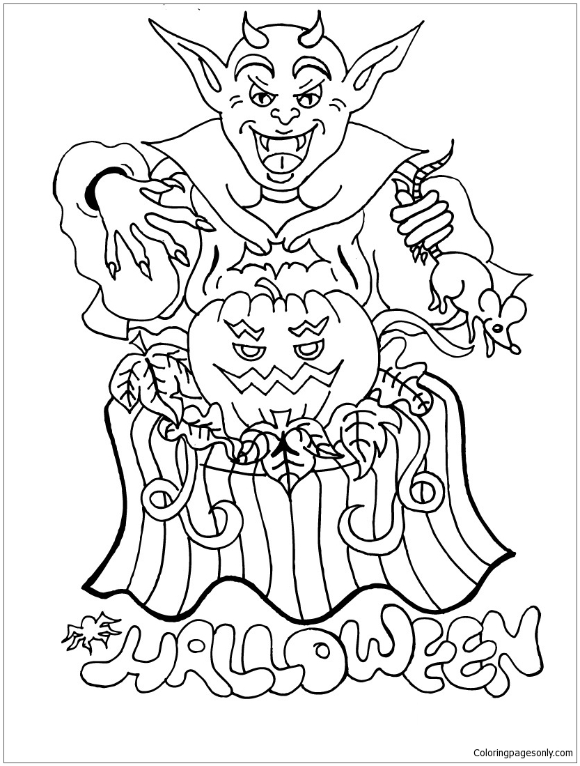 Happy Halloween Monster Coloring Page