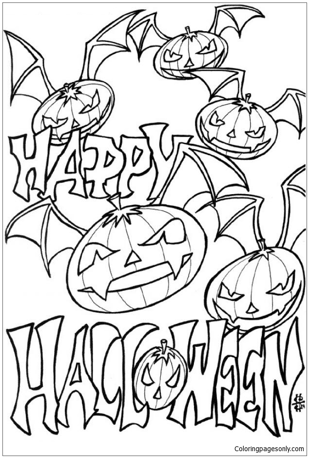 Página para colorir de abóbora de Halloween feliz de Halloween Pumpkin