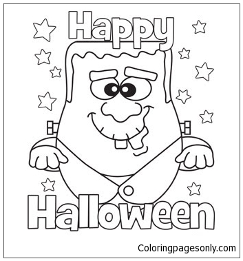 Happy Halloween Monster Coloring Page