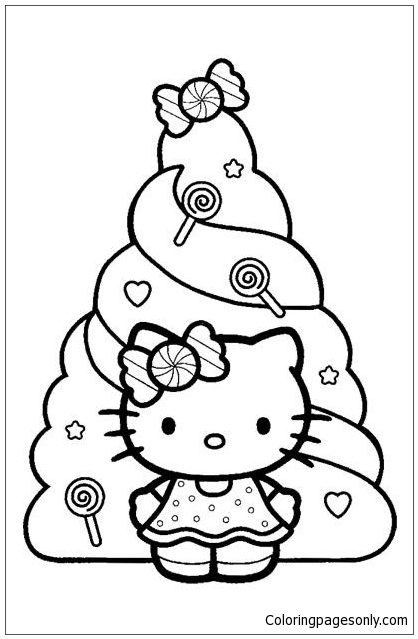 Happy Holidays Hello Kitty Coloring Pages - Cartoons Coloring Pages