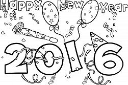 Happy New Year 2016 Coloring Page