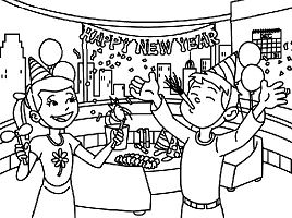 Happy New Year 4 Coloring Page