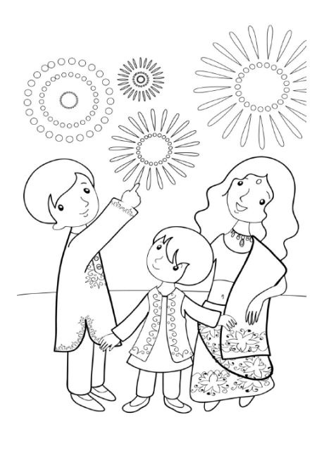 Happy New Year For Family Coloring Pages