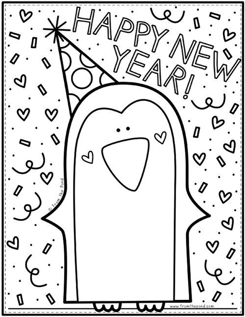 Happy New Year For Kids Coloring Page