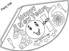 Happy New Year Party Hats Coloring Pages