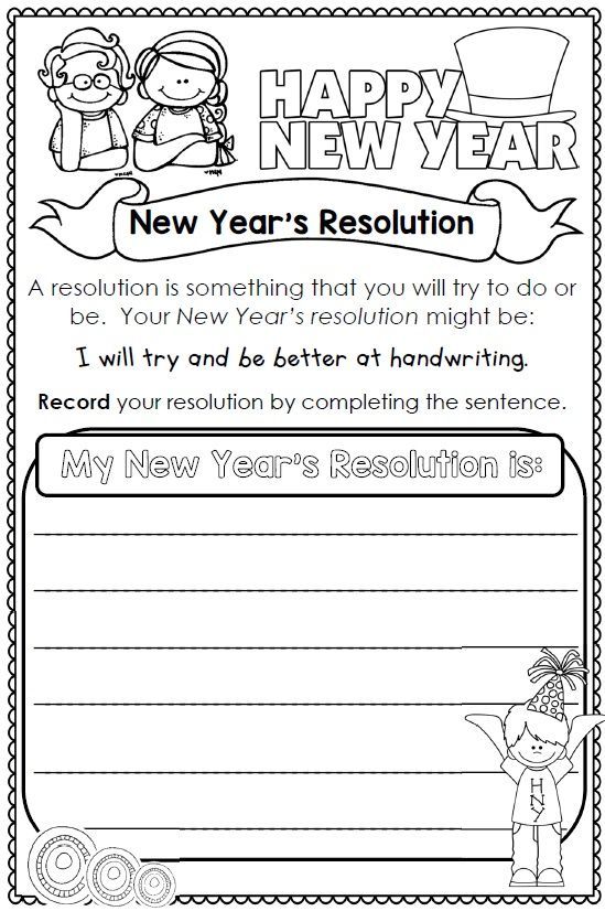 Happy New Year Resolution Coloring Page