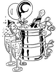 Happy New Year With Champagne Coloring Pages